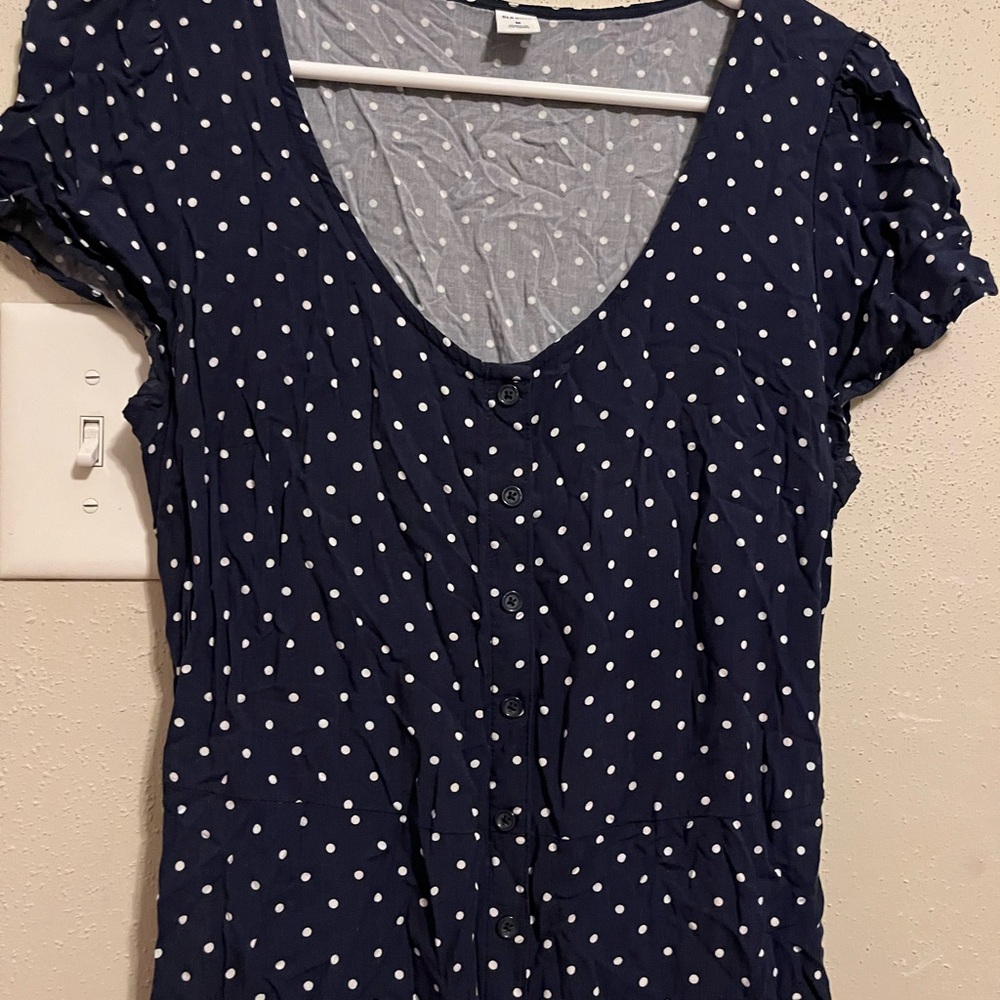 Old Navy Navy Blue Polka Dot Dress